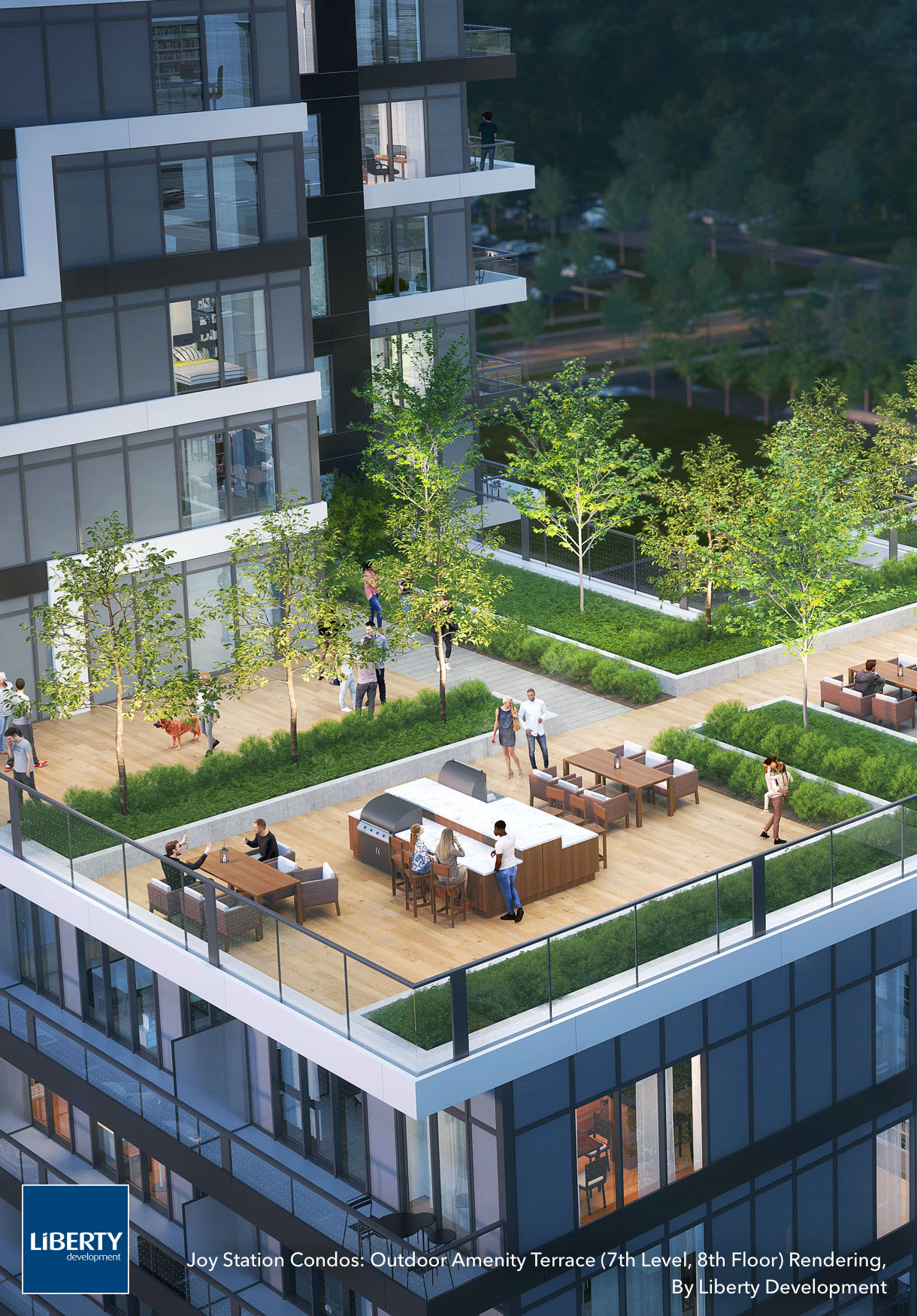 Joy Station Condos Outdoor Amenity Terrace Rendering Liberty Development